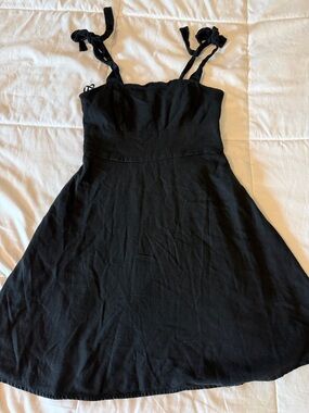 GB Black Tie-Shoulder Mini Dress